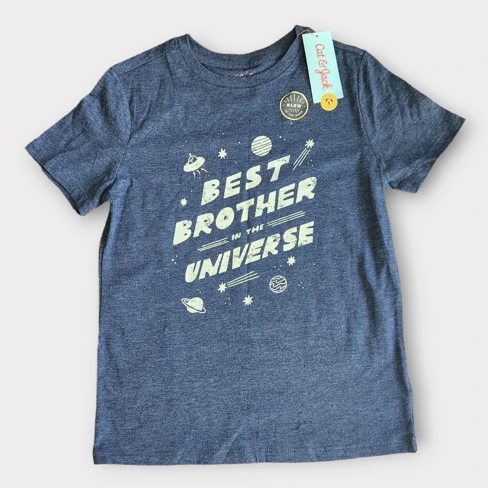 Cat & Jack Boys Summer T Shirt Size 7/8 Glow In The Dark Tee